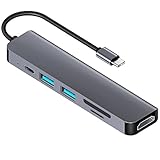 Btstring USB C Hub 6 in 1 Type C Adapter Hub mit HDMI 4K@30Hz, 87W PD, 2 USB, TF/SD Kartenslots, kompatibel mit MacBook Pro/Air/iPad Pro/Air/iPad Mini 6, Surface Pro 7, XPS 13 usw