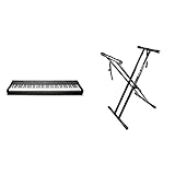 Yamaha P-125B Digital Piano, schwarz – – Kompaktes elektronisches Klavier in schlichtem Design & RockJam xfinity doppelstrebiger pre hochparametrierbares Keyboard-Ständer