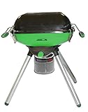Multi Grill Deluxe Balkon Terrasse Park mobiler Party Gas-Grill Tischgrill mit Fettauffang und Grillplatte mit Piezozündung Zum Grillen und Kochen, Silber, Grün, Schw