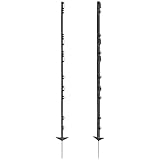 VOSS.farming 20x Weidezaunpfähle Kunststoff 156cm schwarz 11 Ösen Weidezaunpfahl Kunststoffpfahl Weidezaun Aufstellpfahl Doppeltritt Pferde Pony