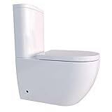 Randlose Stand-WC Kombination inkl. Spülkasten WC-Sitz mit Absenkautomatik SoftClose-Funktion für waagerechten und senkrechten Abgang Spülrandlos KB-6089