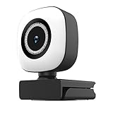 Jmamba FHD 1080P-Webcam, Mit Mikrofon und Ringlicht, mehrstufiger Helligkeitseinstellung, Plug-and-Play-Computerkamera, integrierter Sichtschutzabdeckung, Webcam für Laptops, MacBook, PC, USB-Webcam