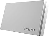 Telestar Digiflat 2 Twin Sat Flachantenne für 2 Teilnehmer (LNB: 0,2dB, 33,7 dBi Gewinn, Fenster-Wand/Masthalterung, Kompass, Montagewerkzeug) Hellgrau