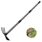 Doppel-Gartenhacke 110cm mit Dreizack, Stahl Zweiköpfige Hacke für Gartenpflege und Unkraut jäten Doppelhack