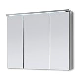 Stella Trading TWO Spiegelschrank Bad mit LED-Beleuchtung in Titan / Weiß - Badezimmerspiegel Schrank mit viel Stauraum - 80 x 68 x 22,5 cm (B/H/T)