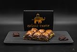 Premium Chocolate Baklava mit Pistazien100% HANDMADE - orientalisches Süßgebäck, Traditionellen Baklava Türkisch - orientalisches Gebäck - Dessert (250g)