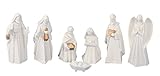 Geschenkestadl Krippenfiguren 7-teiliges Set Krippe Figuren in Weiss Größe bis 13 cm