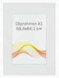 RAWWEST.BIS Rahmenloser 59,4x84,1 cm DIN A1 Bilderrahmen Bildhalter Cliprahmen Fotorahmen Kunstglas Plexi gut für Wohnzimmer, Esszimmer, Küche,Fotos Poster viele Größen Rechteckig mit Clips g