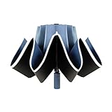 Marineblauer Aluminiumlegierungs-Faltender Umgekehrter Geöffneter Regenschirm Winddichter Regenfester Reflektierender Streifen Taschenschirm Stabiler Sunblock Sunny Schirm Für Reisegeschenk