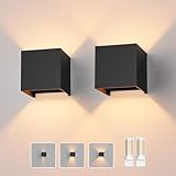 Klighten 2 Stücke Wandleuchte mit Austauschbarer G9 LED Lampe Warmweiß 3000K, Aluminium LED Wandlampe Innen/Aussen Einstellbar Abstrahlwinkel aussenbeleuchtung für Wohnzimmer Garten, Schw