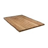 Rikmani Massivholzplatte Eiche Tischplatte Naturholz Esstisch Schreibtisch Arbeitsplatte Küche Eichenplatte Massiv Holzbrett Schreibtischplatte Holzplatte 160x80x4 cm dunkel (Baumkante)