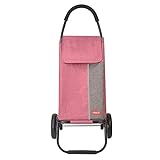 Lanrui Wäschekorb Auf Rädern Mit Griff, Rollwagen Für Lebensmittel, Tragbare Zweiräder Große Oxford-Tuch Einkaufstasche Rosa (Color : Pink)
