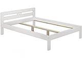 Erst-Holz® Bettgestell Kiefer massiv weiß Doppelbett 140x200 Französisches Bett ohne Rollrost 60.64-14 W oR