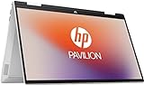 HP Pavilion x360 2in1 Convertible Laptop | 15,6 Zoll FHD IPS Touchscreen | Intel Core i7-1255U | 16 GB DDR4 RAM | 512 GB SSD | Intel Iris Xe-Grafikkarte | Windows 11 Home | QWERTZ Tastatur | Silber