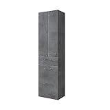 Pelipal Badezimmerschrank Quickset 945 in Oxid Dunkelgrau, 50 cm breit | Hochschrank mit 2 Türen, 1 Schubkasten, 1 Wäschekippe und 2 Glas-Einlegeböden