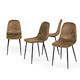 Homy Casa 4er Set Esszimmerstühle Scandinavian Vintage Künstlich Wildledersitz mit Stahlbeinen in Schwarz