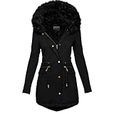 Winterjacke Damen Mit Fellkapuze,Winterjacke Damen Lang Teddy Mantel Damen Teddymantel Skijacke Winter Wärmejacke Schwangerschaft Teddyfleece Jacke Damen Wintermantel Warm Teddyfutter T