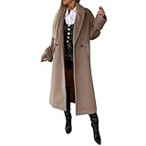 Mantel Damen - Elegant Wolle Trenchcoat Pelzjacke Langarm Autumn Trenchcoat in Unifarbe Vintage Einfarbig mit Gürtel Outwear Slim Fit Steppmantel für Reisen,
