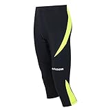 Airtracks FUNKTIONS Laufhose 3/4 LANG PRO/Running Hose – Tight/Kompression -schwarz-neon L