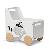 Kinderkraft Spielzeugkiste RACOON, Aufbewahrungsbox mit Stauraum, Zwei Griffe zum Tragen, Tragkraft bis zu 20 kg, Weiß