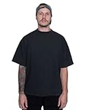 Vintage Oversize T-Shirt Herren retro grau schwarz Boxy Drop Shoulder Made in Portugal (Dunkelgrau, L)