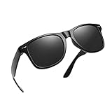RUOROSS Polarisierte Pilotenbrille für Herren und Damen UV400-Schutz, verspiegeltes Glas (M-Black)