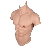 WXYQ Silikon-Muskelanzug für männliche Brust Realistischer gefälschter Muskel-Halbkörperanzug mit Fließkomma-Design für Cosplay-Halloween-Requisiten/Yellow/S