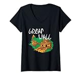 Damen Tolles Wall of China T-Shirt T-Shirt mit V
