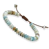 BENAVA Damen Yoga Armband Amazonit Edelstein Perlen Türkis Energie | Damenarmband Meditation | Glücksarmband Boho Hippie Schmuck Bracelet | 16-24 cm