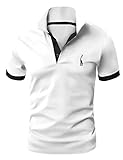 GLESTORE Poloshirt Herren, T Shirts Männer, Hemd Herren Kurzarm Giraffe Stickerei T-Shirt Sommer Slim Fit Golf Sports Weiß 3XL