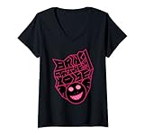 Damen Bring the Noise! Hot Pink / Schwarz Fledermaus T-Shirt mit V-Ausschnitt