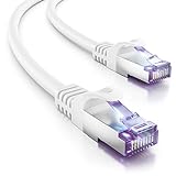 deleyCON 3,0m CAT7 Netzwerkkabel - 10 Gigabit - RJ45 Patchkabel Ethernet Kabel (Kupfer, SFTP PiMF Schirmung) - für Highspeed LAN DSL Switch Modem Router Patchpanel CAT7 CAT6 CAT5 - Weiß