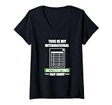 Finance Buchhaltungstag Spreadsheet Controlling Kalkulator T-Shirt mit V-Ausschnitt