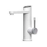 Elektrischer Warmwasserhahn 220 V, 3200 W Sofort-Warmwasserhahn, elektrischer Mischhahn mit Temperaturanzeige, Wasserhahn für kochendes Wasser, Einhebel-Badezimmerhahn, Weiß
