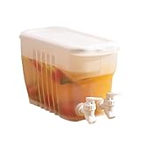 MQDLF Kalter Wasserkocher mit Doppelhahn Große Kapazität Kühlschrank Safteimer Kaltwassereimer Obst Teekanne Zitroneneimer Wasserkrug