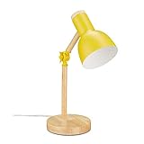 Relaxdays Schreibtischlampe, verstellbare Retro Tischlampe, Holz & Metall, E27 Fassung, Leselampe, 45,5 x 14,5 cm, gelb 10032655_48