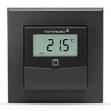 Homematic IP Smart Home Temperatur- und Luftfeuchtigkeitssensor mit Display – innen, anthrazit, steuert Heizkörper/Fußbodenheizung per App, Alexa, Temperaturmessung, Energie sparen, 160551A0