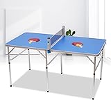 Mini Tischtennistisch Indoor Klappbare Tischtennisplatte für Wohnung & Garten Tischtennisplatte Outdoor Wetterfest 152x76x76 cm