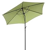 Butlers Siesta - Sonnenschirm mit Knickgelenk und Kurbel Ø 1,8 m - Frühling und Sommer - Schirm für Balkon und Garten - Olivengrün