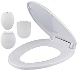 Toilettensitz Silent Slow Down Verdickter Ultra widerstandsfähiger Toilettendeckel Für Große U-Form Toilettensitz, Weiß, 43~45,5 * 34,6 cm