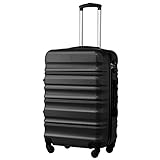 COOLIFE Hartschalen-Koffer Trolley Rollkoffer Reisekoffer mit TSA-Schloss und 4 Rollen (Schwarz, Handgepäck)