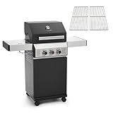 TAINO Gasgrill BLACK 2+1 Set Schwarz Matt mit Edelstahl inkl. Grillrost 2-tlg