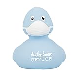 LILALU SHARE HAPPINESS – Badeente für Kinder und Erwachsene – Quietscheente – Corona Ente - hellblau Ducky Home Office