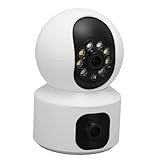 Yunseity Drahtlose Überwachungskamera, 2,4 G WiFi-Überwachungskamera 100–240 V, Zwei-Wege-Gespräch, Farb-Nachtsicht, Haustier-Cloud-Speicher für Zuhause (EU-Stecker)