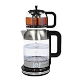 SABUIDDS 2 in 1 Glas Teekocher Wasserkocher mit Edelstahl-Teefilte Wasserkocher für Kaffee und Tee, Turkisch Tee Kanne Türkisch Traditional Tee BPA-frei, 1800W, für Büros, Hotels, Wohnung