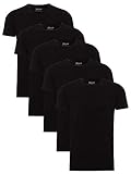 Yazubi 5er Pack Schwarze Tshirt Herren Tshirts Männer Set Fitness Shirt Jungen Basic T-Shirt Rundhalsausschnitt Mythic, (Black 194008), XL