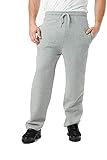 Silver® Herren-Jogginghose aus Fleece, offener Saum, mit Reißverschlusstaschen, für Sport, Fitness, Yoga, lockere Passform, Jogger, grau, 34-37