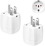 2 Stück Reiseadapter USA Adapter Steckdose, Travel Adapter USA, Adapter USA Deutschland Stecker, Steckdosenadapter Reisestecker Stromadapter für EU zu Amerika/Kanada/Mexiko/T