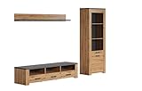 trendteam smart living - Follow - Wohnwand - Eiche/Anthrazit - Wohnzimmer Set mit Vollauszug-Schubladen - (BxHxT) 360 x 195 x 42 cm - Wohnzimmer Möbel mit edler Grauer Rückw