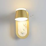 ZHDBD Moderne LED-Wandleuchte für den Innenbereich, 7 W LED-Nachttisch-Lesewandlampe mit Schalter 90 ° drehbare Wandleuchte für Wohnzimmer, Schlafzimmer, dekorativ, Goldener Marmor, weißes Licht